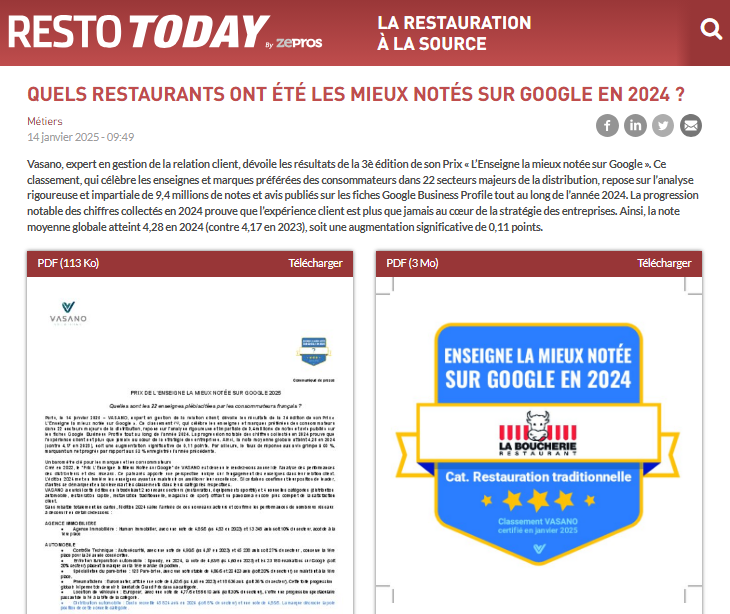 Quels restaurants ont été les mieux notés sur Google en 2024 ?